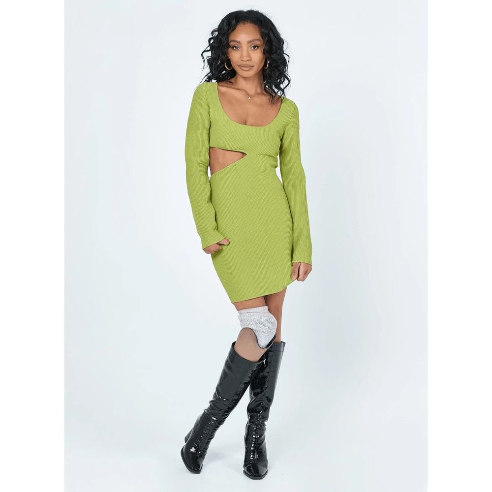 LONG SLEEVE MINI DRESS GREEN NWT - Size XS/S